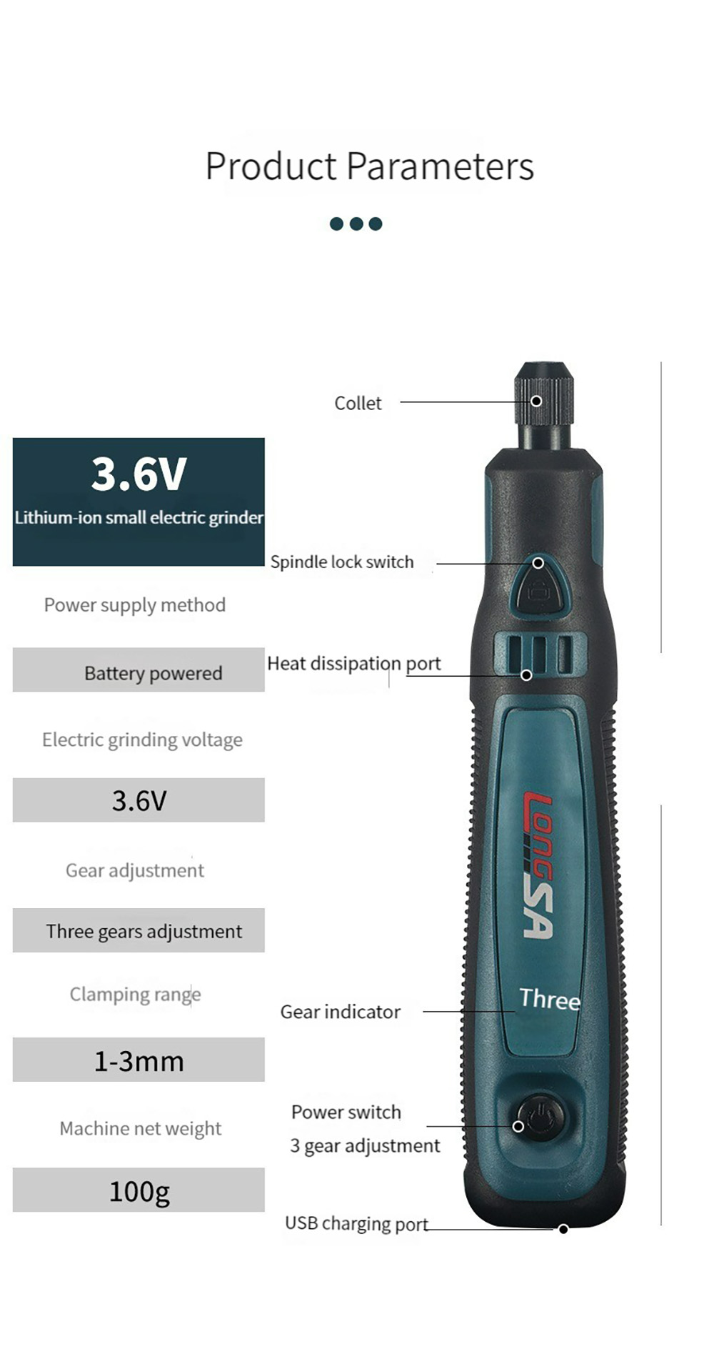 Kit d'outils rotatifs rechargeables USB, Mini outil électrique polyvalent à 3 vitesses pour ponçage, perçage, polissage, gravure, projets de bricolage