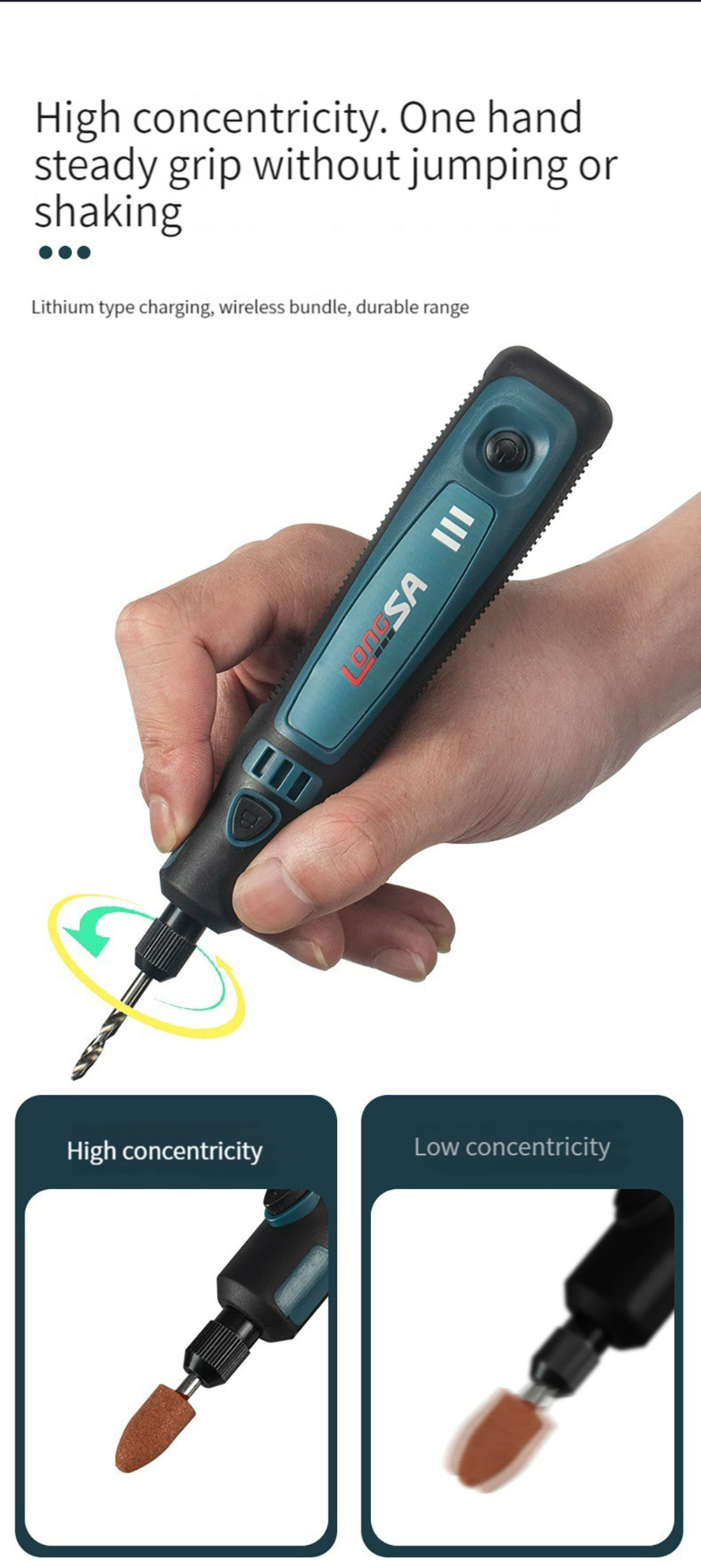 Kit d'outils rotatifs rechargeables USB, Mini outil électrique polyvalent à 3 vitesses pour ponçage, perçage, polissage, gravure, projets de bricolage