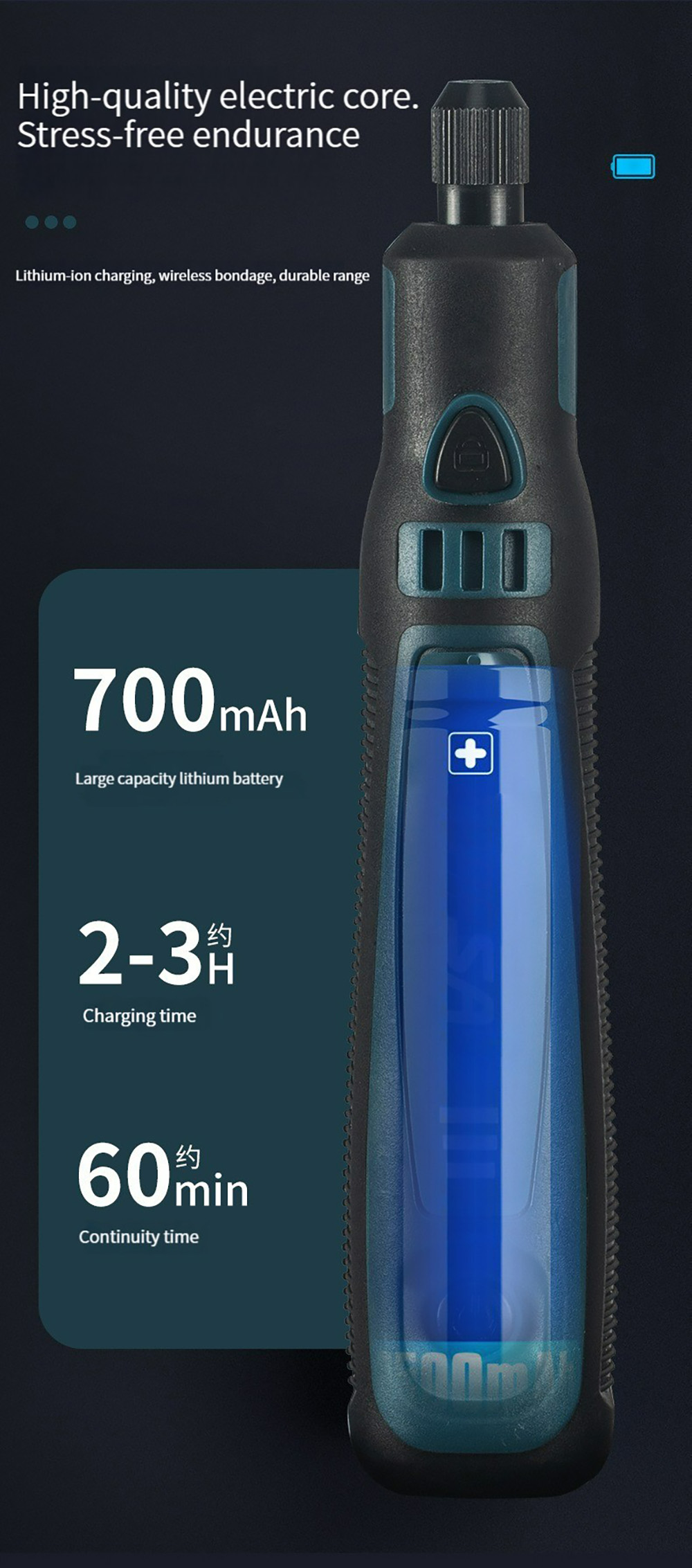 Kit d'outils rotatifs rechargeables USB, Mini outil électrique polyvalent à 3 vitesses pour ponçage, perçage, polissage, gravure, projets de bricolage