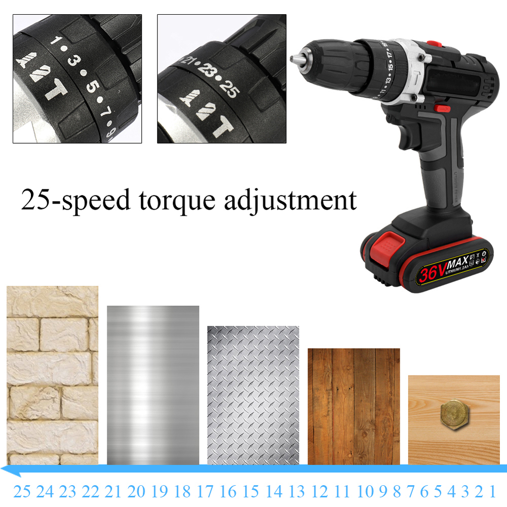 Perceuse sans fil à Impact électrique 21V/36V, batterie au Lithium haute puissance, perceuse à main Rechargeable sans fil, outils électriques de bricolage à domicile Perceuse sans fil à Impact électrique 21V/36V, batterie au Lithium haute puissance, perceuse à main Rechargeable sans fil, outils électriques de bricolage à domicile