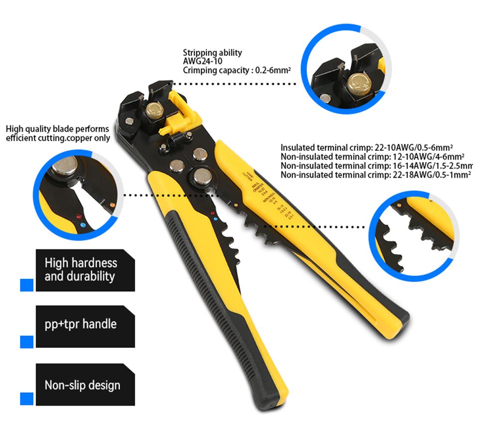 Pince à sertir multifonctionnelle, coupe-câble réglable, dénudeur automatique de fil, outil à main Terminal