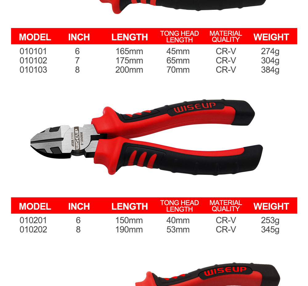 Wiseup 3 pièces Multi - fonction Universal biseauté pince à aiguilles outils de quincaillerie pince à coupure universelle Électricien