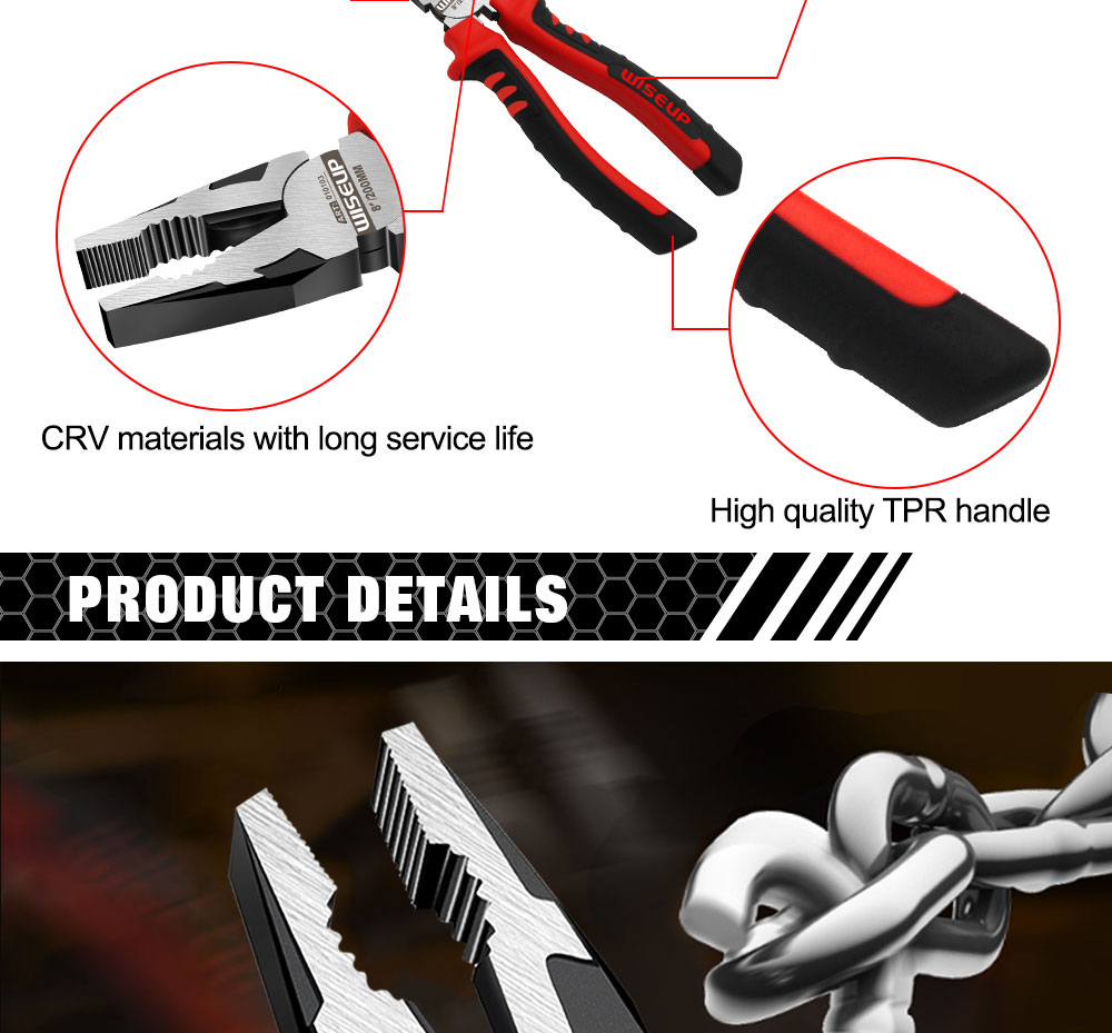Wiseup 3 pièces Multi - fonction Universal biseauté pince à aiguilles outils de quincaillerie pince à coupure universelle Électricien