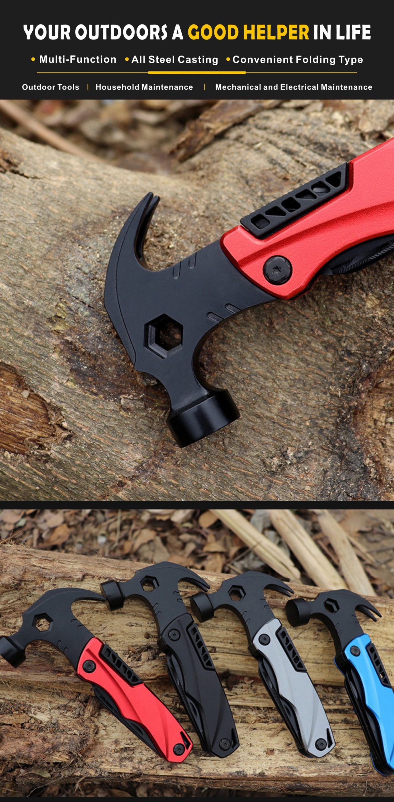 Outils de Camping en plein air Multi clé réglable/voiture multifonction marteau de sauvetage Mini poches outil multifonctionnel