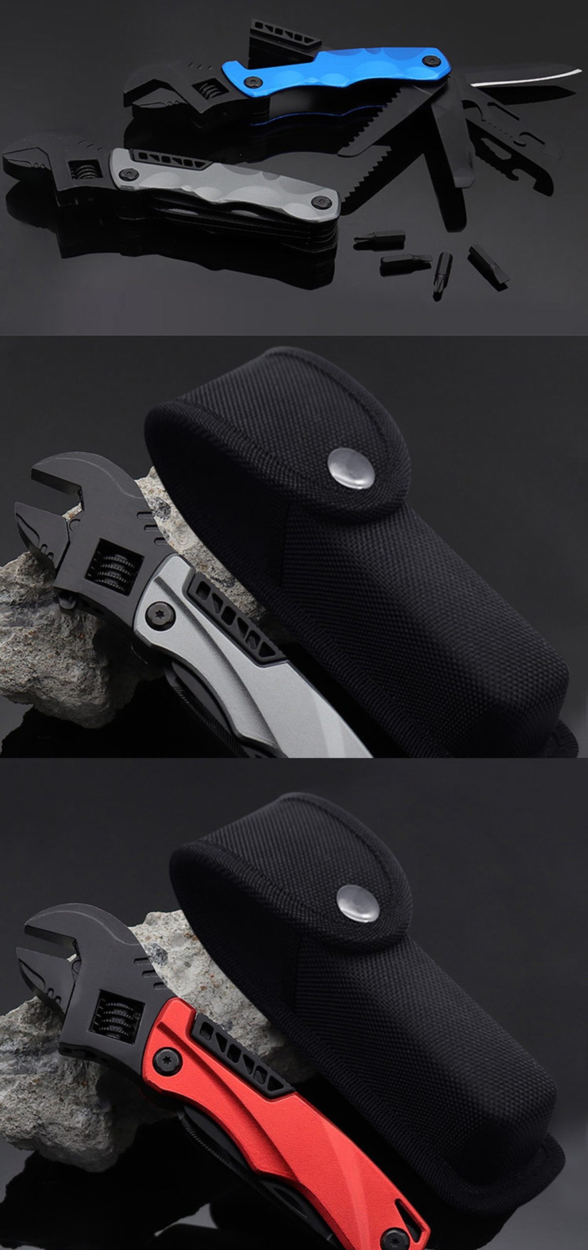 Outils de Camping en plein air Multi clé réglable/voiture multifonction marteau de sauvetage Mini poches outil multifonctionnel