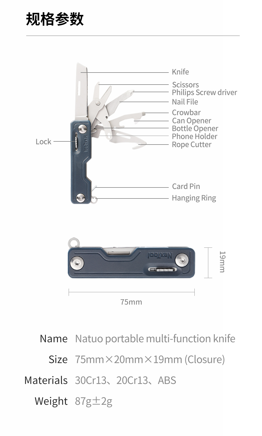 Nextool couteau ciseaux multifonctions 10 en 1, outils, déballage, tournevis, outil de Camp de fruits pliants, Clip de survie en plein air, coupe tranchante