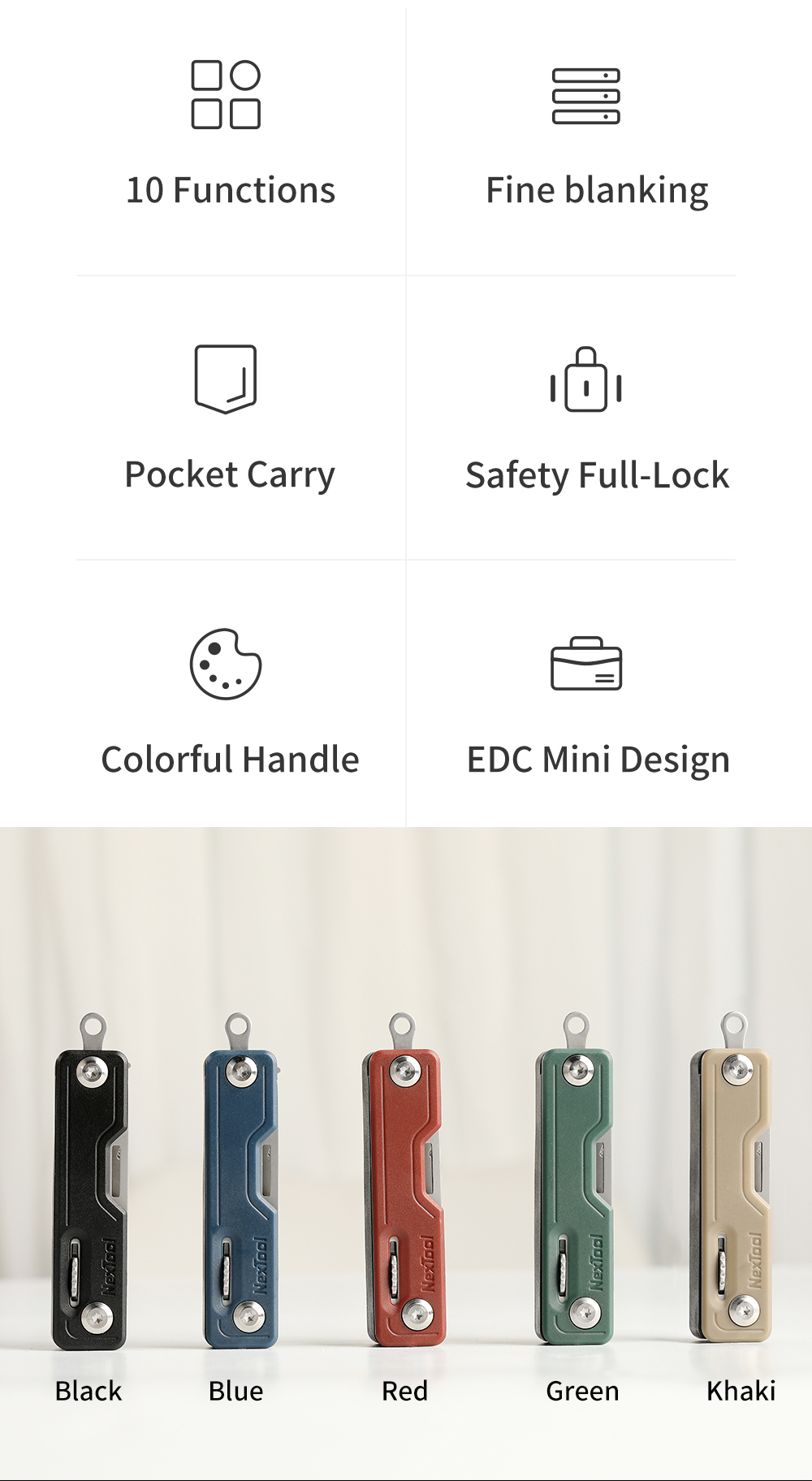 Nextool couteau ciseaux multifonctions 10 en 1, outils, déballage, tournevis, outil de Camp de fruits pliants, Clip de survie en plein air, coupe tranchante
