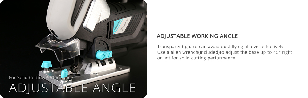 DEKO - Scie Sauteuse 1000W Filaire avec lumière LED, Angle d'inclinaison ±45°, Livré avec 1 Lame de Scie, 2 Brosses en carbone, 1 Règle en métal