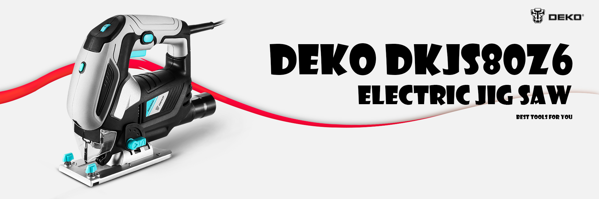 DEKO - Scie Sauteuse 1000W Filaire avec lumière LED, Angle d'inclinaison ±45°, Livré avec 1 Lame de Scie, 2 Brosses en carbone, 1 Règle en métal