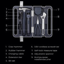 HOTO – tournevis électrique, Kit d'outils de réparation, boîte à outils mécaniques pour la maison, bricolage, clé réglable, marteau, mètre à bande