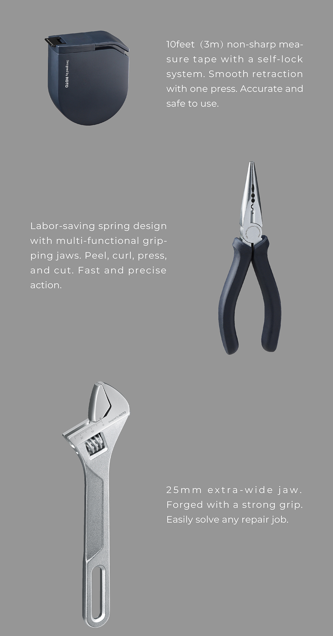 HOTO – tournevis électrique, Kit d'outils de réparation, boîte à outils mécaniques pour la maison, bricolage, clé réglable, marteau, mètre à bande