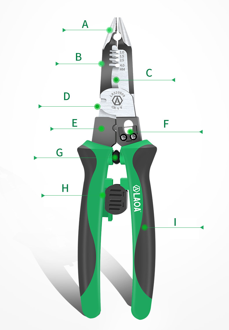 LAOA pince électricien multifonctionnelle pince à Long nez pince à dénuder les fils coupe-câble outils à main de sertissage de terminaux