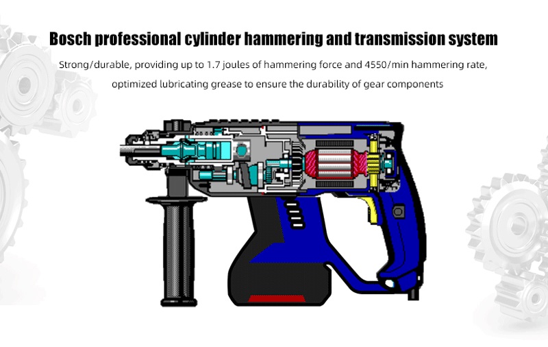Bosch perceuse à percussion professionnelle sans balais, marteau rotatif, perforateur sans fil GBH180, outils électriques multifonctionnels