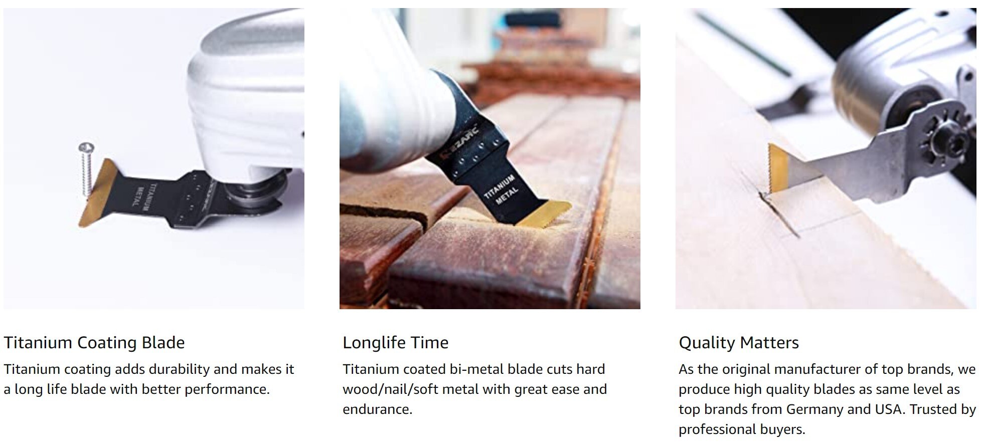 EZARC – lames de scie oscillantes en titane, accessoire d'outil oscillant, outil multifonctionnel pour couper le bois, les clous en plastique, 3/6/9 pièces