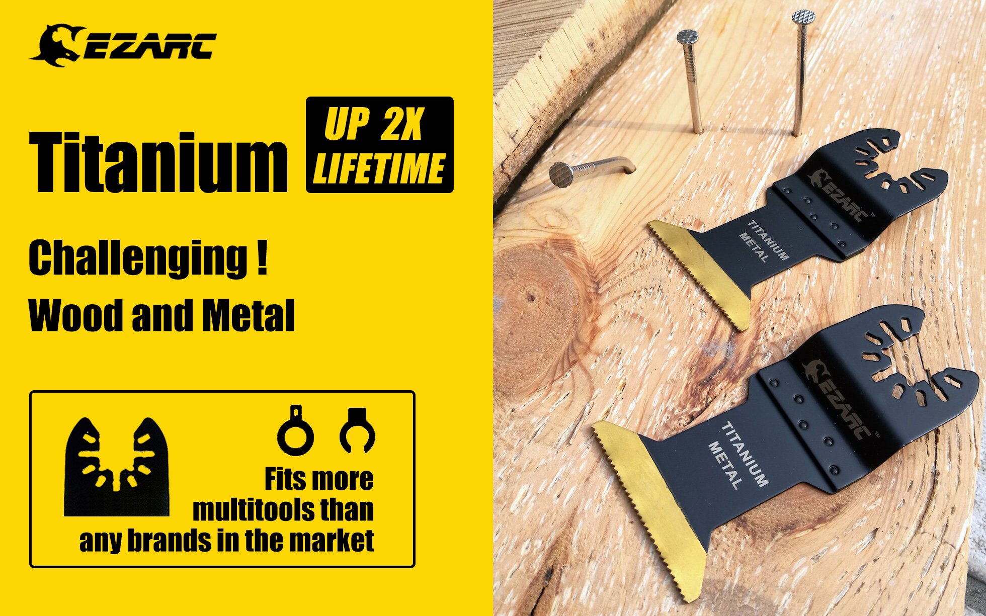 EZARC – lames de scie oscillantes en titane, accessoire d'outil oscillant, outil multifonctionnel pour couper le bois, les clous en plastique, 3/6/9 pièces