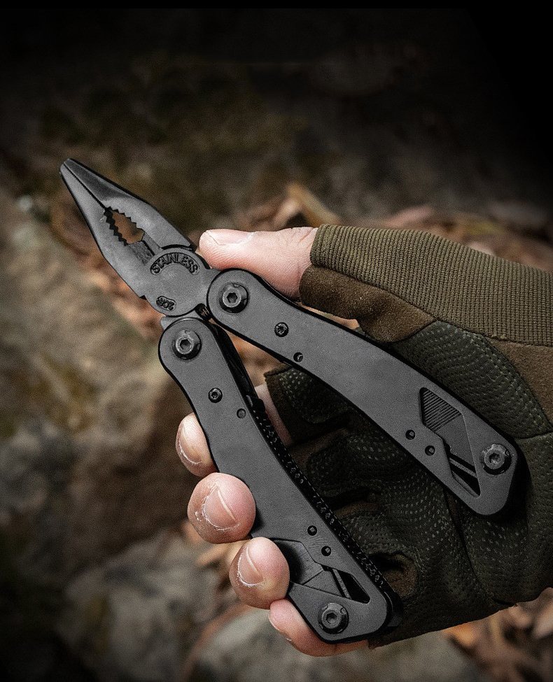 Pince à outils combinée en acier inoxydable, couteau Portable pliable multifonctionnel, coupe-fil, tournevis, matériel de Camping de plein air