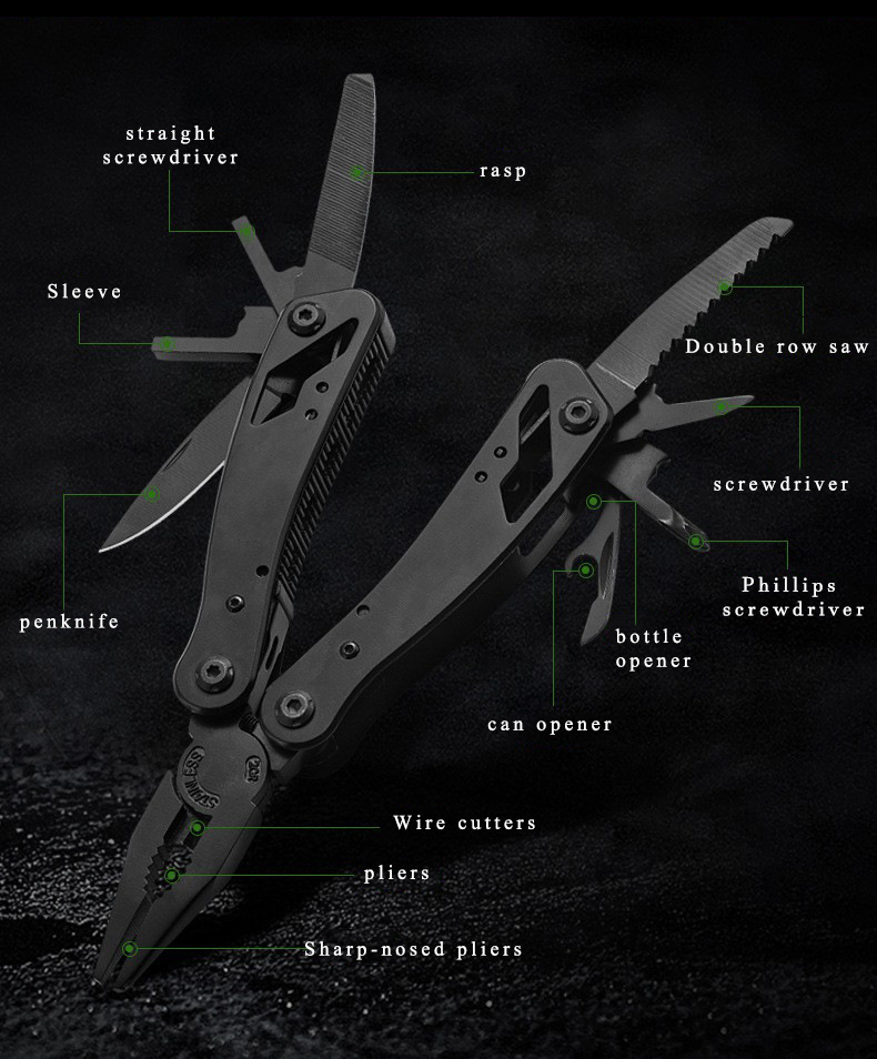 Pince à outils combinée en acier inoxydable, couteau Portable pliable multifonctionnel, coupe-fil, tournevis, matériel de Camping de plein air