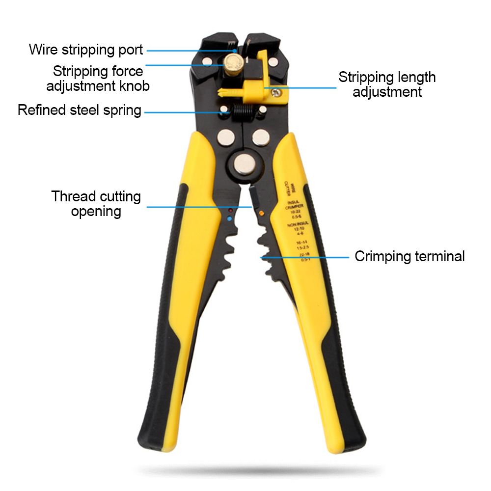 Pince à dénuder multifonctionnelle, utilisée pour la coupe de câble, borne à sertir 0.2 – 6.0 mm², outil à main automatique de marque de haute précision