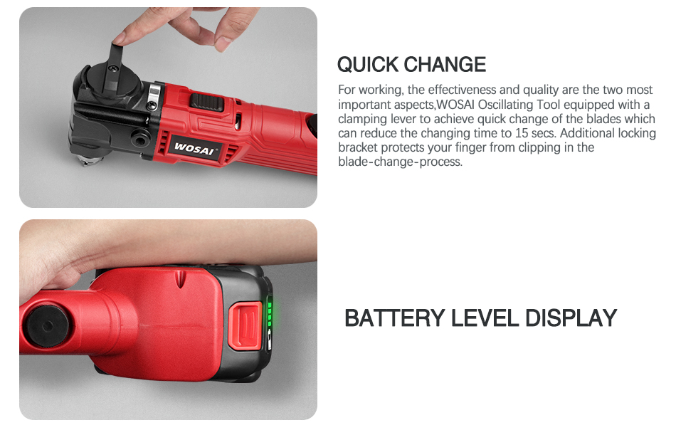 WOSAI – outils électriques multifonctions oscillants sans fil, 20V, 6 vitesses variables, scie électrique
