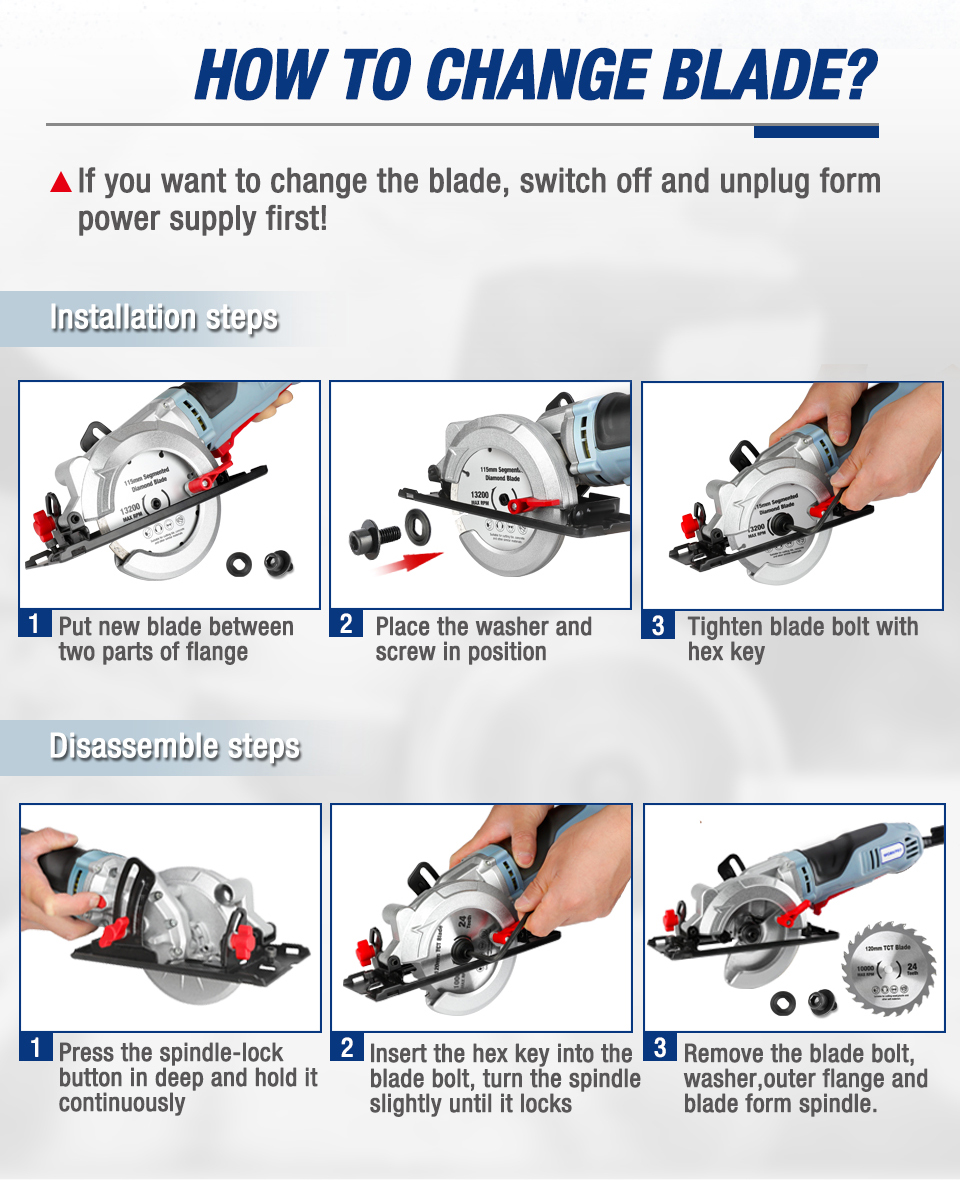 WORKPRO – Mini scie circulaire électrique 750W, outils électriques multifonctions avec lame TCT et lame en diamant